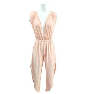 HAH Women's XS Light Pink Michele Bell Jumpsuit Sleeveless Cropped Romper NEW NW